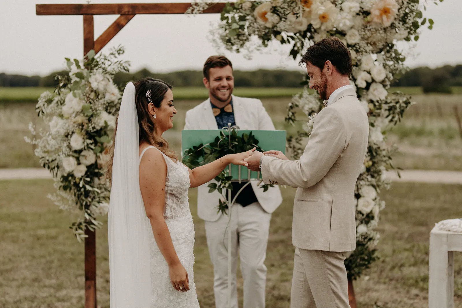 Civil wedding ceremony and exchange of rings